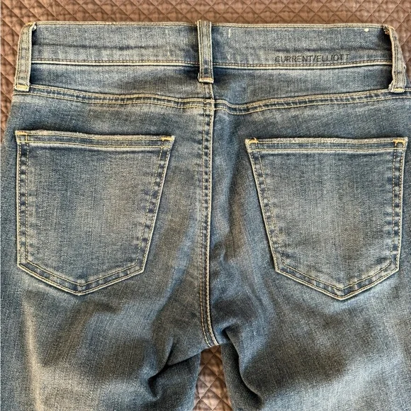 Current/Elliott Women's Distressed Blue Skinny Jeans - Picture 8 of 10